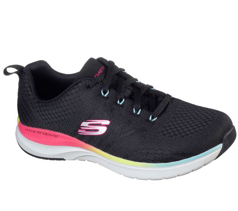 Skechers Ultra Groove - Pure Vision - Womens Sneakers Black/Multicolor [AU-OB8370]